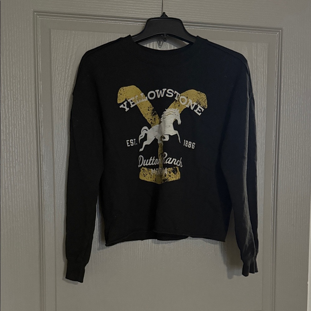 Yellowstone Dutton Ranch Black Crew Neck Sweater